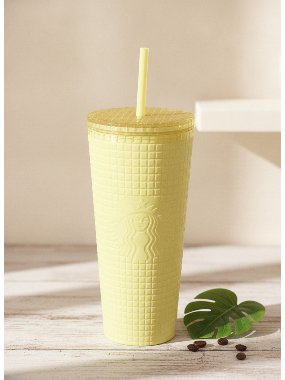 Starbucks Yellow Textured 24oz Tumbler with Straw